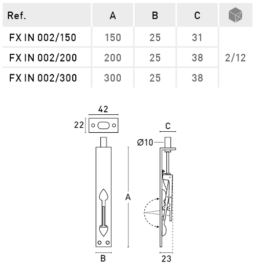 Fecho embutir alavanca - INOX 304